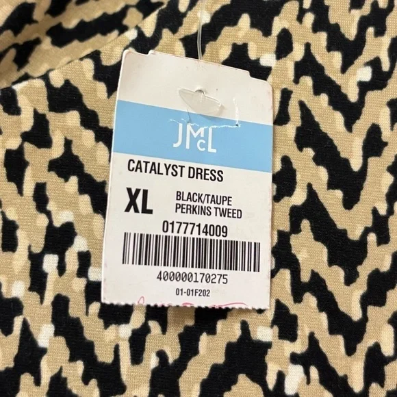 NWT J. McLaughlin Women's Catalyst Dress Black/Taupe Perkins Tweed Size XL - Picture 5 of 6